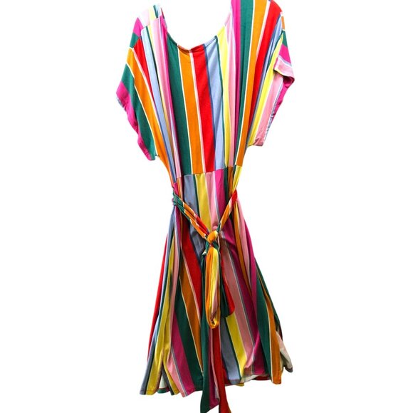 Eloquii Cross Front Flutter Sleeve Dress 24 (3X) Multicolor V-Neck A-Line - Picture 2 of 8